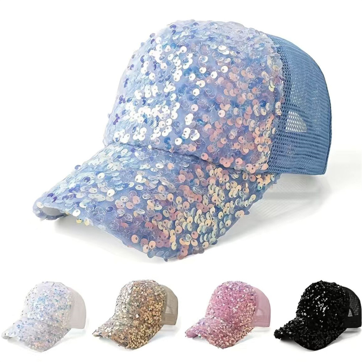 Nueva mujer coreana gorra de béisbol de sequillas gorra de malla transpirable primavera y verano gorra de boca de pato para adultos gorra brillante gorra de bisel grande