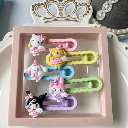 New Korean-style seamless alloy duckbill clip children's hair clip gift box cartoon U-shaped clip non-damaging hair accessories set