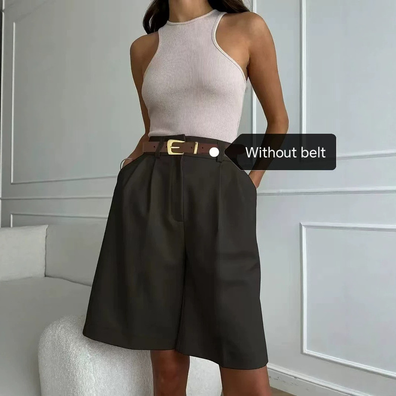 2026 European and American Cross-Border Exclusive New Popular Women's Casual Loose Shorts with Pockets for White-Collar Work 2026 European and American Cross-Border Exclusive New Popular Women's Casual Loose Shorts with Pockets for White-Collar Work