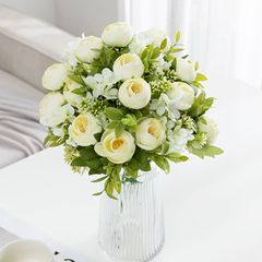 Light luxury artificial flower 7-branch tea rose bouquet table decoration ornament high-quality tea rose artificial fake flower DIY flower head