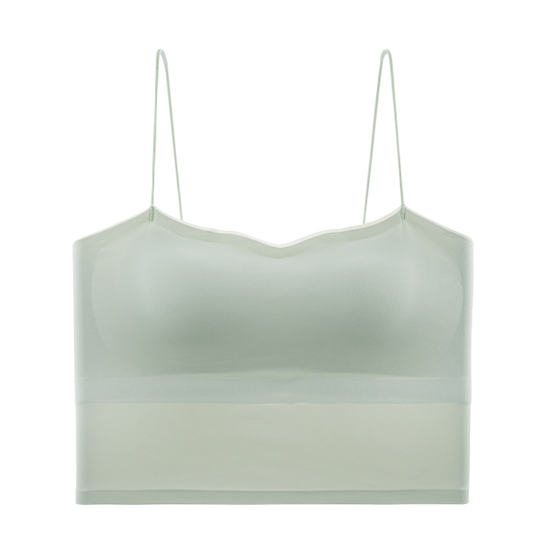 Bra interior de verano ligero y delgado cinturón transpirable un pecho pequeño se reúne a prueba de la luz de color sólido ocio interior de la espalda hermosa