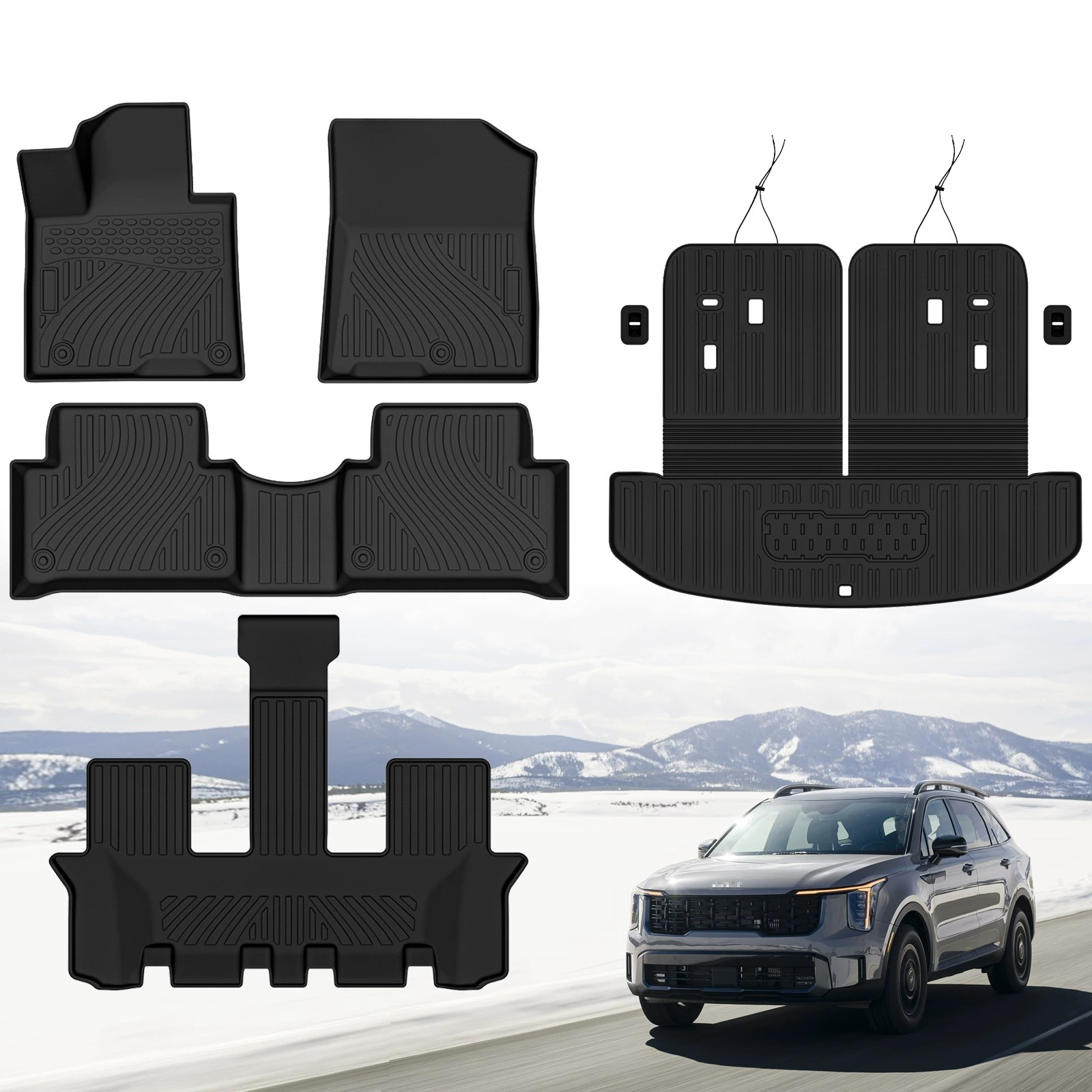 Подходит для Kia Sorento 21-24, коврики TPE для Kia Sorento, цельные коврики TPE, водонепроницаемые.