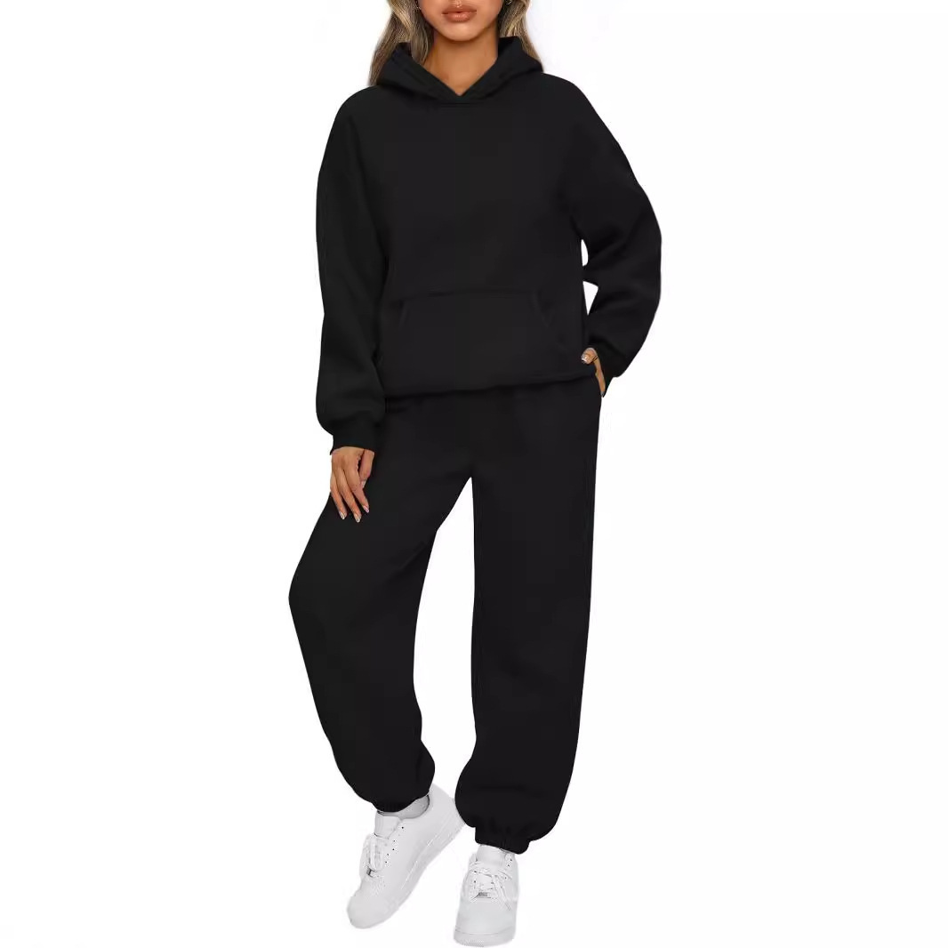ActiveGo European And American Autumn Winter Women's Two-Piece Hoodie Loose Casual Long Pants Sportswear Set In Stock_desvips.com