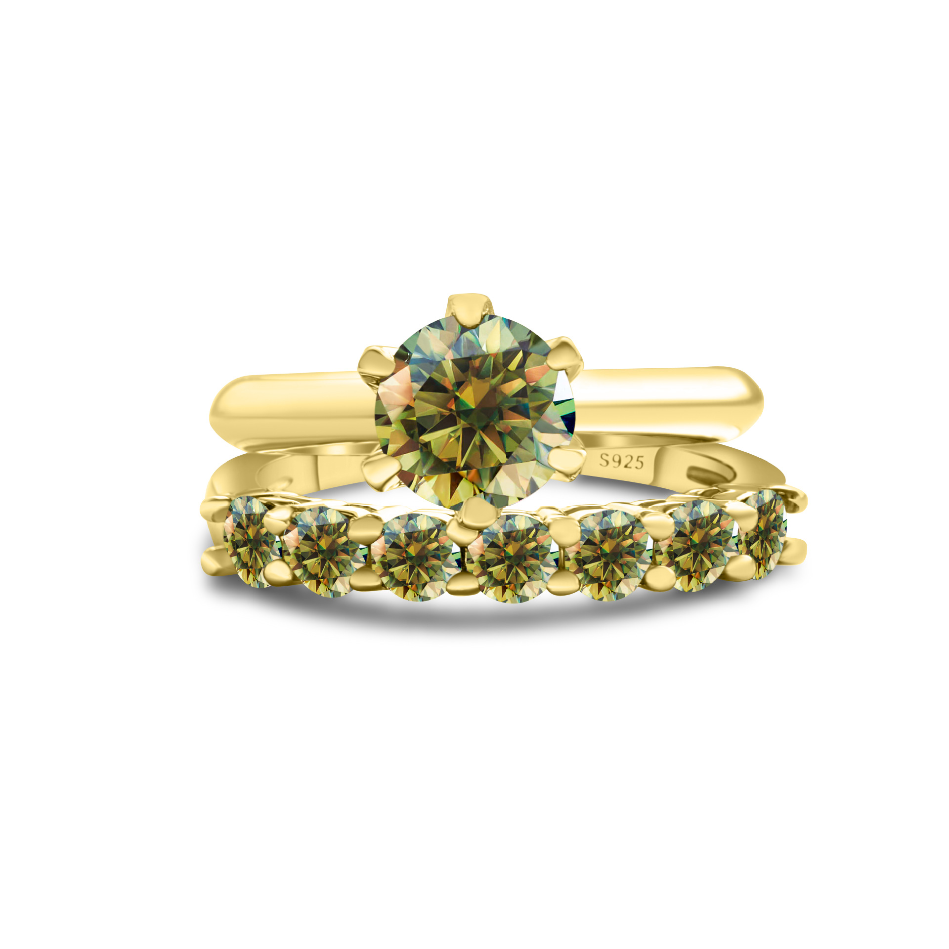 1.7CT anillo de piedra de moissanita oro S925 plata de moissanita conjunto con certificado GRA