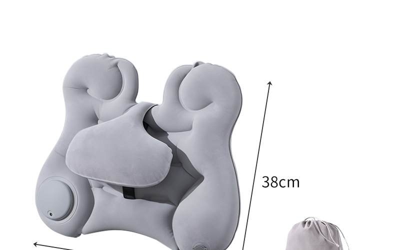 Press-to-inflate lumbar support, portable and foldable car seat cushion, provides waist support for long periods of sitting, ideal for airplane and high-speed train travel