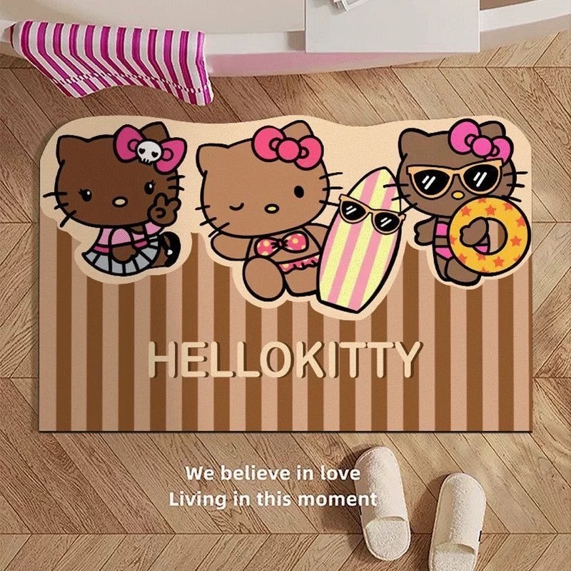 复古黑皮hellokitty浴室吸水软硅藻泥厕所卫生间门口防滑吸水脚垫|undefined