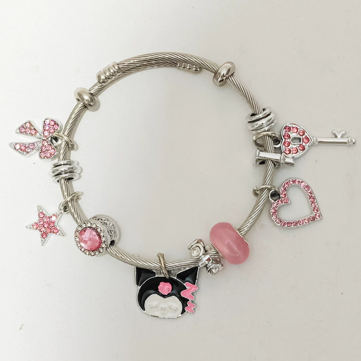Браслет (Panjia) DIY с крупными отверстиями и подвесками в стиле Hello Kitty, 9×7×3 см