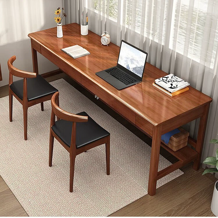 Стол из цельного дерева Длинный стол Бытовой стол для взрослых Удлиненный детский компьютерный стол Спальня Двойной письменный стол и стул