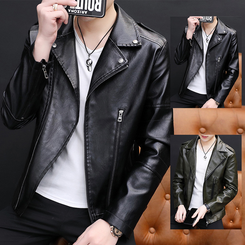 2025 Spring/Autumn Men's Premium Leather Jacket, Hong Kong Style Trendy Brand, Windproof and Waterproof PU Leather Jacket for Delivery Rides and Motorcycles
