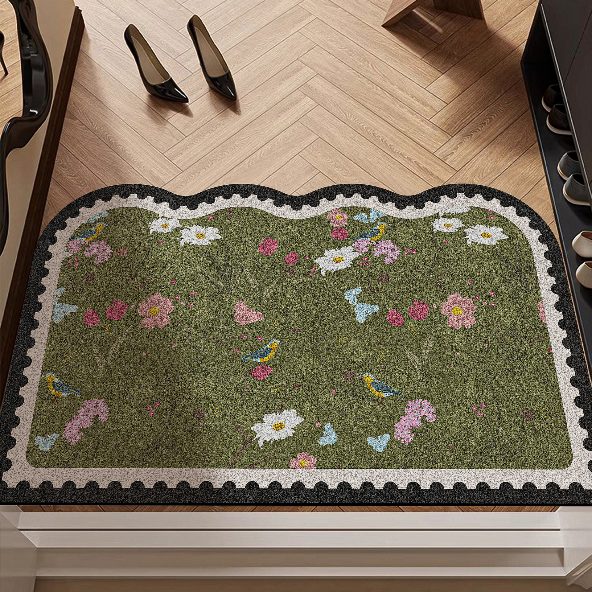 Alfombra de piso de puerta de entrada alfombra de pedal de puerta de entrada anillo de seda doméstico alfombra especial de puerta interior y exterior alfombra antideslizante