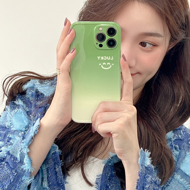 Minimalist Smiling Face Phone Case For Iphone 14 Pro Max Green_voghion.com