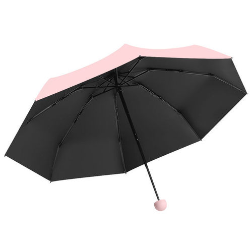 UV Black Vinyl Sun Umbrella, Rain & Shine Umbrella, UV-Protective & Sunproof Parasol for Women, 3-Fold Folding Umbrella with Customizable Advertising Design and Logo