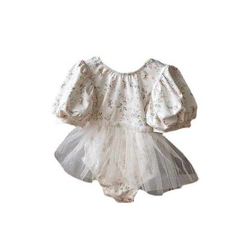 Baby girl summer floral mesh skirt quick-drying one-piece swimsuit with hat little girl hot spring swimsuit