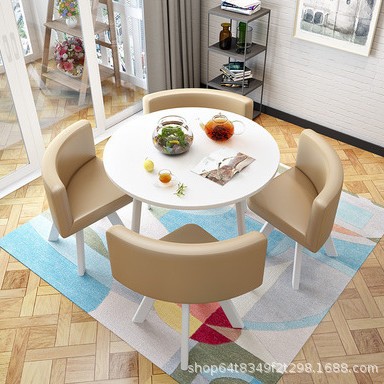 Conjunto de mesa y sillas para recepción, mesa de negociación, mesa y sillas para recepción de tienda, mesa redonda pequeña de oficina, estilo empresarial