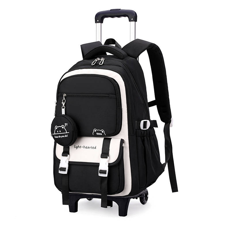 Mochila de tracción de pescado natural para estudiantes de secundaria de nicho multicapa de gran capacidad, mochila de tracción de hombro