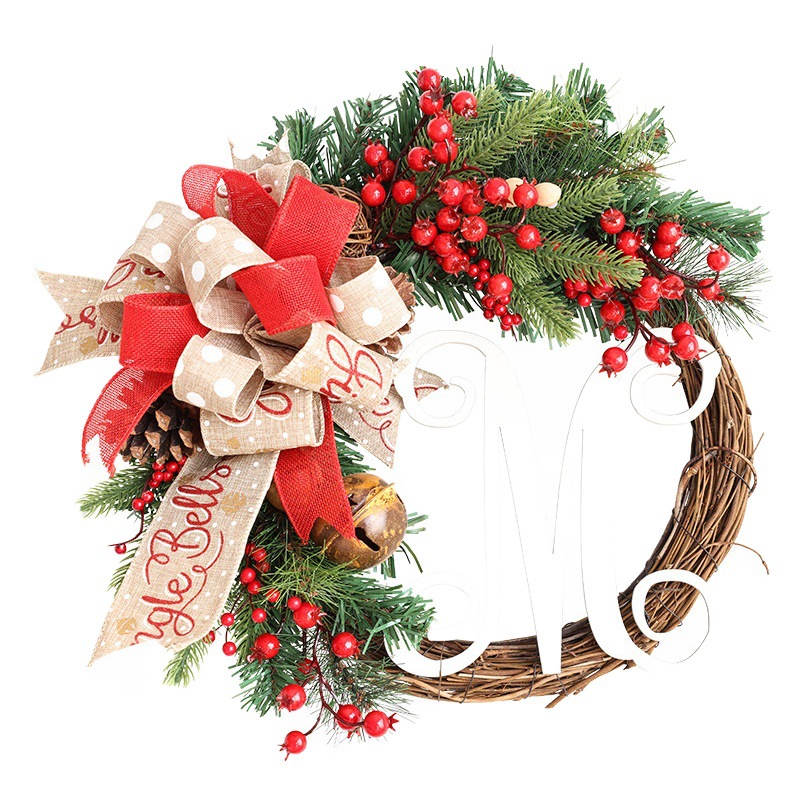 Cruzar la frontera Americana M guirnalda de Navidad puerta colgante decoración corredor decoración ratán anillo Poria ratán Garland decoraciones de Navidad