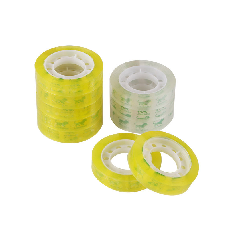 Cinta de papelería de oficina 18mm embalaje para estudiantes cinta pequeña embalaje sellado pegamento transparente al por mayor
