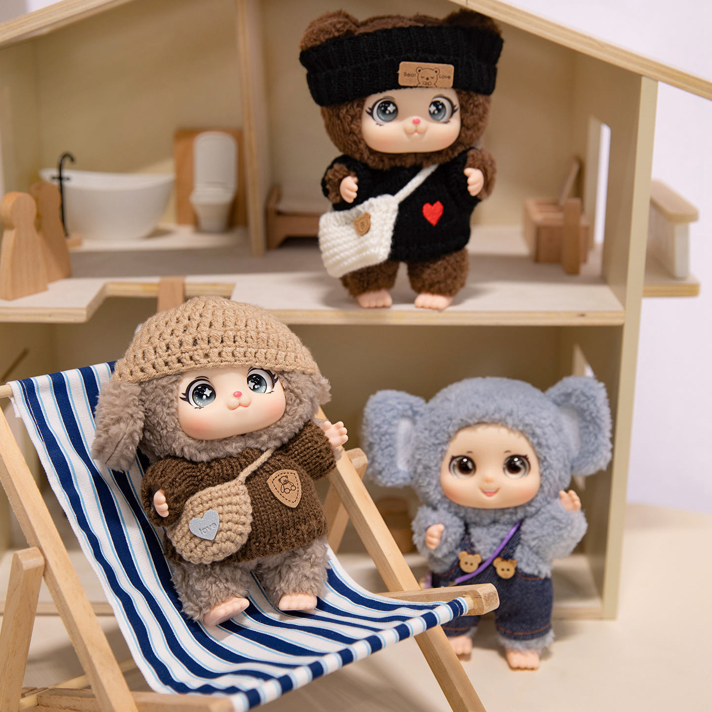 Cute silicona mascota familia colgante juguetes de peluche muñeca muñeca mochila muñeca llaveros muñeca