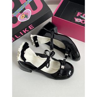 Retro British Style Bow Design Small Leather Shoes New Style with Skirt Round Toe Shallow Mouth Lolita Shoes