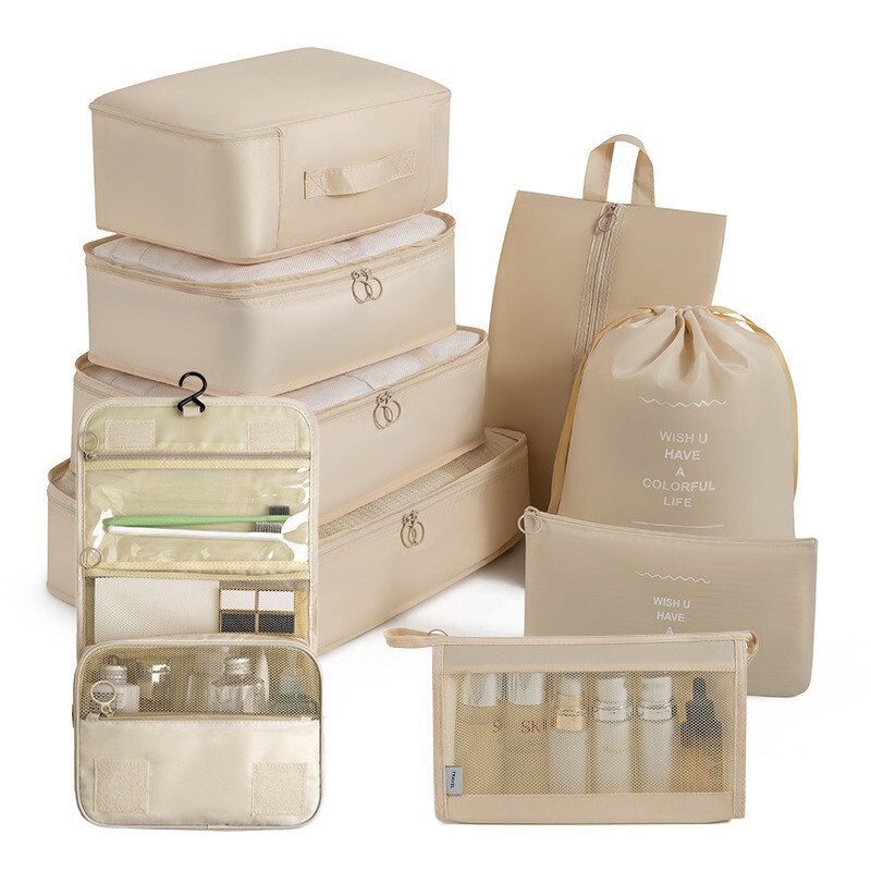 Seven-Piece Luggage Organizer, Eight-Piece Travel Storage Bag, Nine-Piece Clothing Storage Bag, Waterproof Large Size