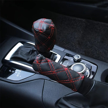 Cross-Border Foreign Trade Specializes in Quilted Embroidered Three-Piece Sets of Car Steering Wheel Covers, Handbrake Covers, and Gear Lever Covers for Amazon, Temu, and Shopee