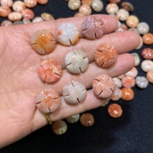 珊瑚玉飞碟雕刻小件可做d i y 配搭 多彩多色  新款上新厂家直销