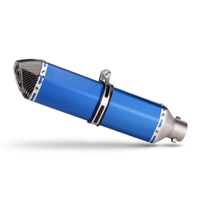 Motorcycle exhaust pipe, Small Hexagon - 470-slant-tail-hex-blue-imitation-head