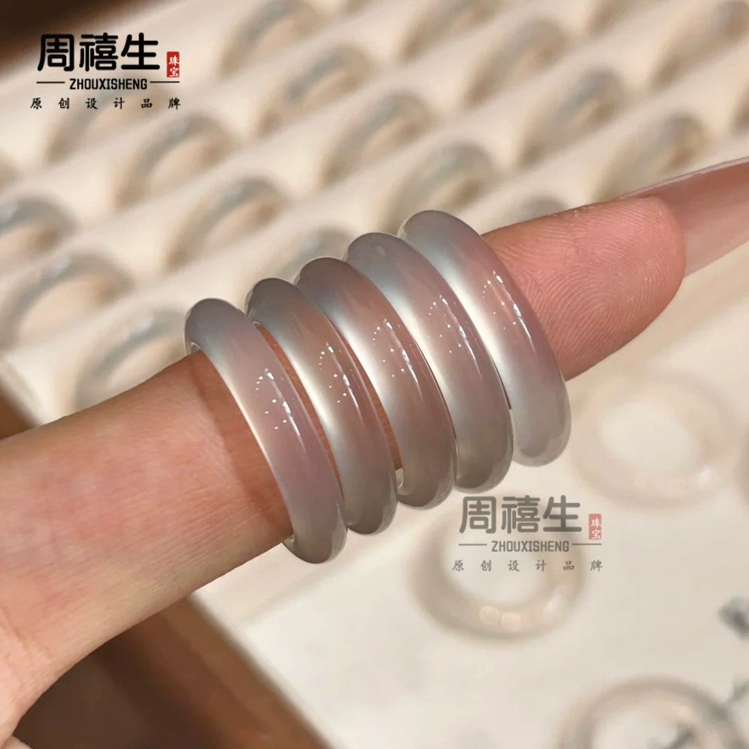 Агатовое кольцо оптом, ледяной халцедон, хвостовое кольцо класса А, натуральные кольца для пар, кольцо на палец, живое благополучие, готовый запас