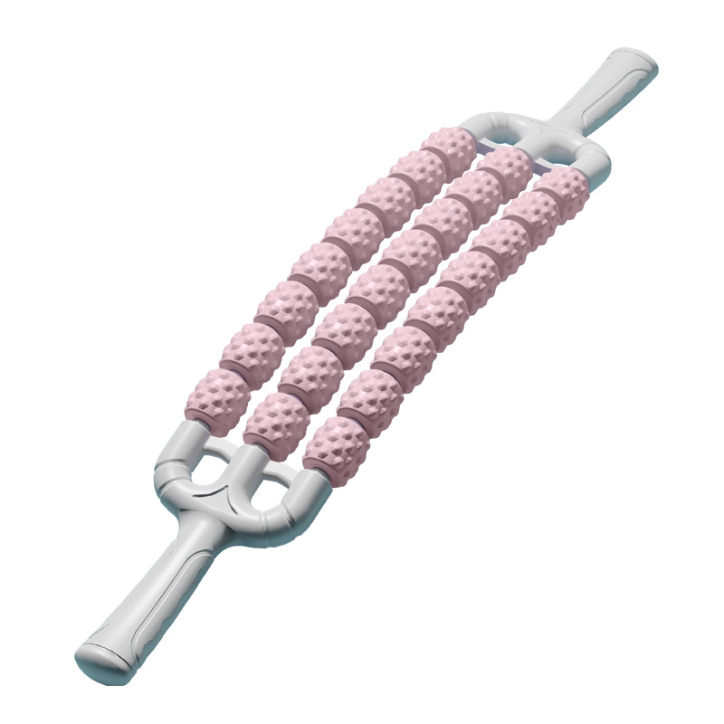 (Curved three-row) 24-bead massage stick (pink + kraft paper box)