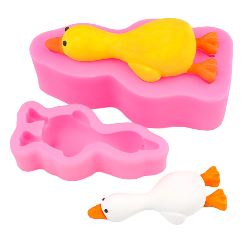 Serie de dibujos animados de bricolaje, molde de silicona para pellizcar pato, molde de horneado de pastel de postre de chocolate, molde de yeso