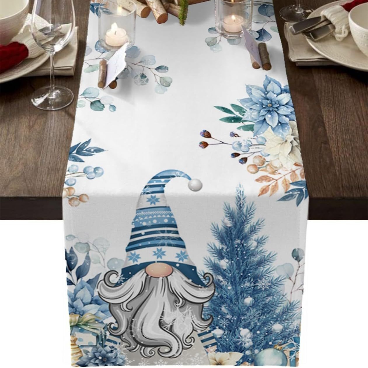 Amazon nueva bandera de mesa de Santa Claus blanca mesa de té de Navidad sala de estar dormitorio mesa de decoración de fondo