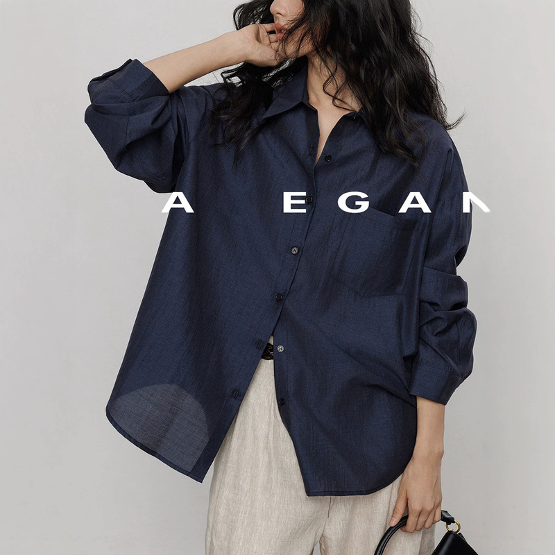Havega/Tencel Sun Protection Shirt for Women, Summer 2026 New Style, Silk Long-Sleeve Loose Design
