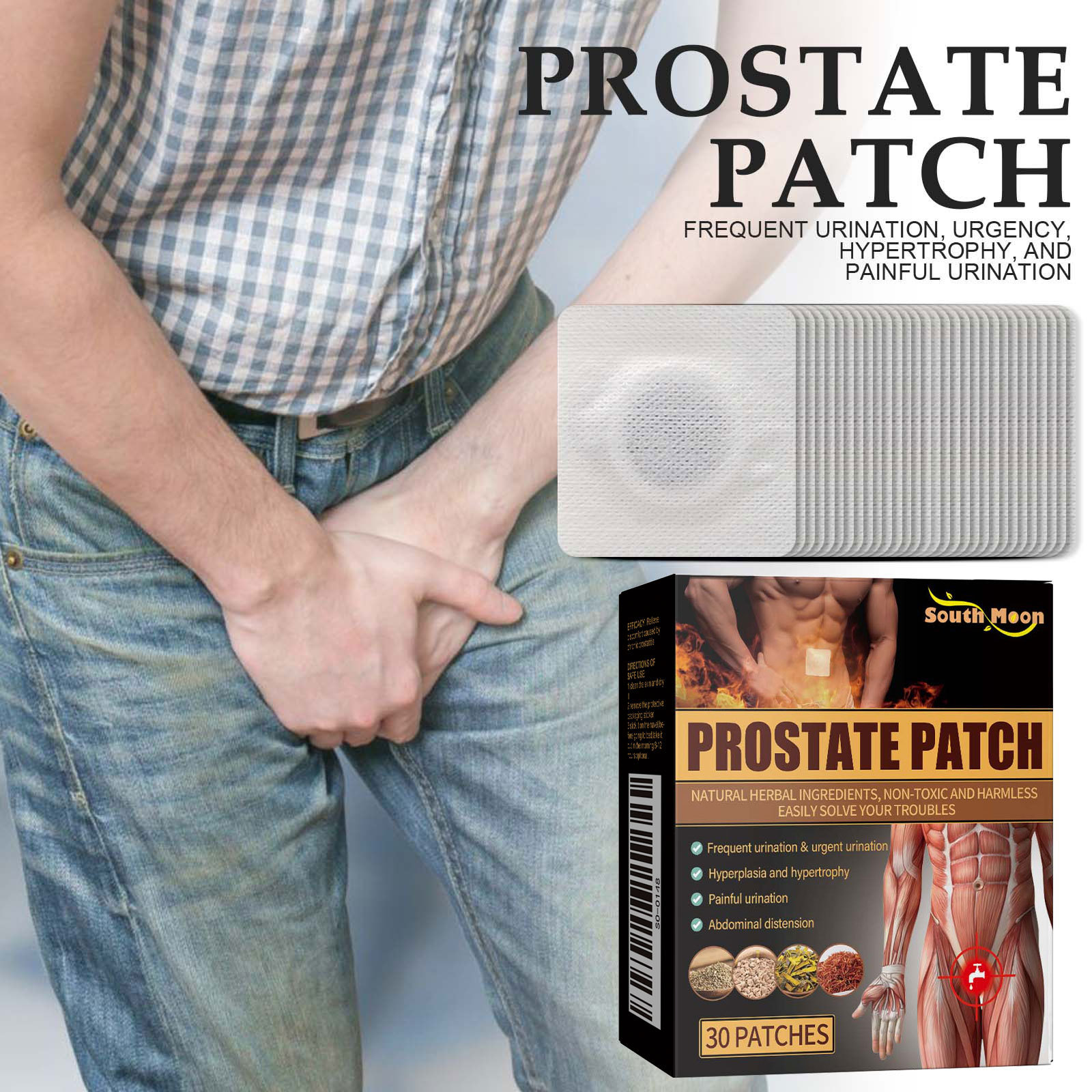 South Moon Men's Body Care Patch Daily Gentle Care Navel Patch for Men