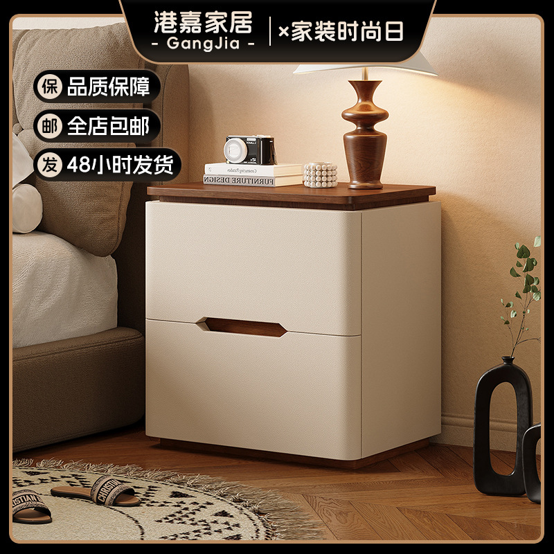New Style Bedside Table, Light Luxury, Simple and Modern, for Home Use in the Bedroom, No Installation Required, Solid Wood Drawer Storage Bedside Table