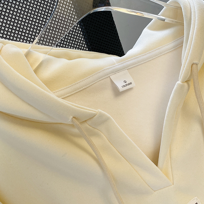 Women's Clothing new arrivals plus velvet thickened women's sweatshirt long sleeve hooded V neck jacket fashionable Korean style winter tops_voghion.com