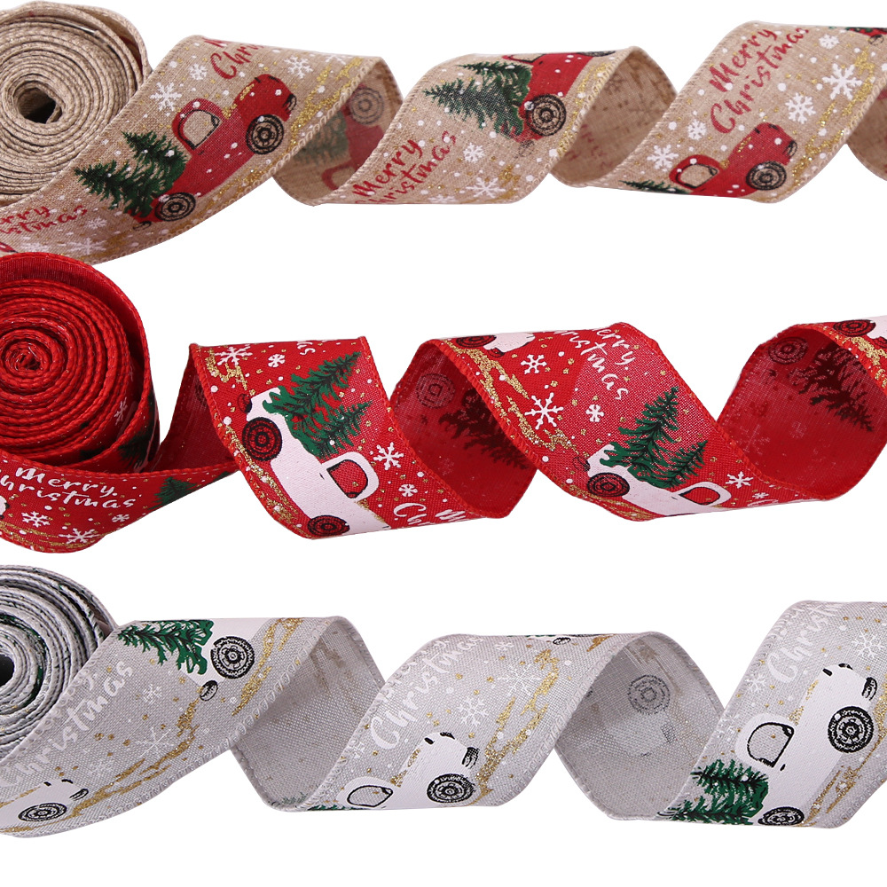Christmas New Printed Ribbon Christmas 2m Ribbon Christmas Tree Decorative Ribbon Christmas Decorative Color Car Ribbon_voghion.com