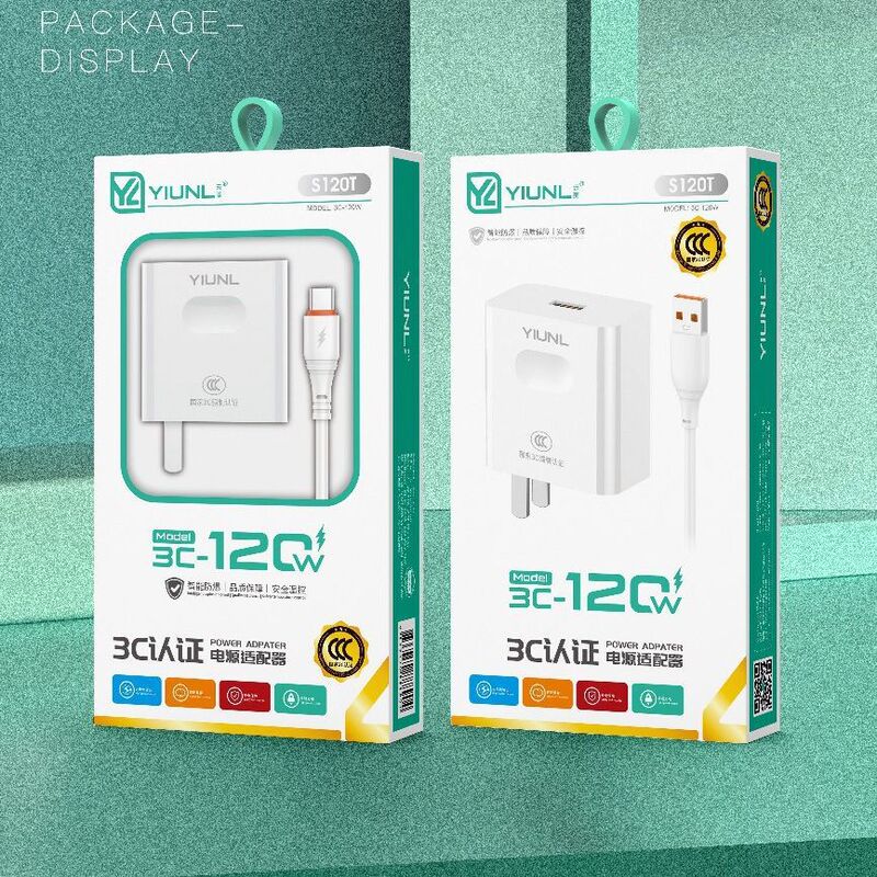 120W Fast Charging Charger 6A Fully Compatible Charging Head Suitable for 3C Certification Suitable for Huawei Xiaomi Charging Head Boxed