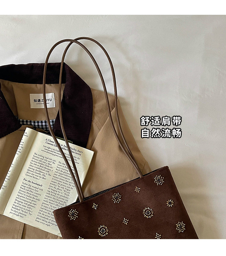 Túi xách tay nữ dáng xô đeo nách cỡ lớn phong cách tối giản — màu cà phê, màu đỏ, trắng, đen chi tiết 4