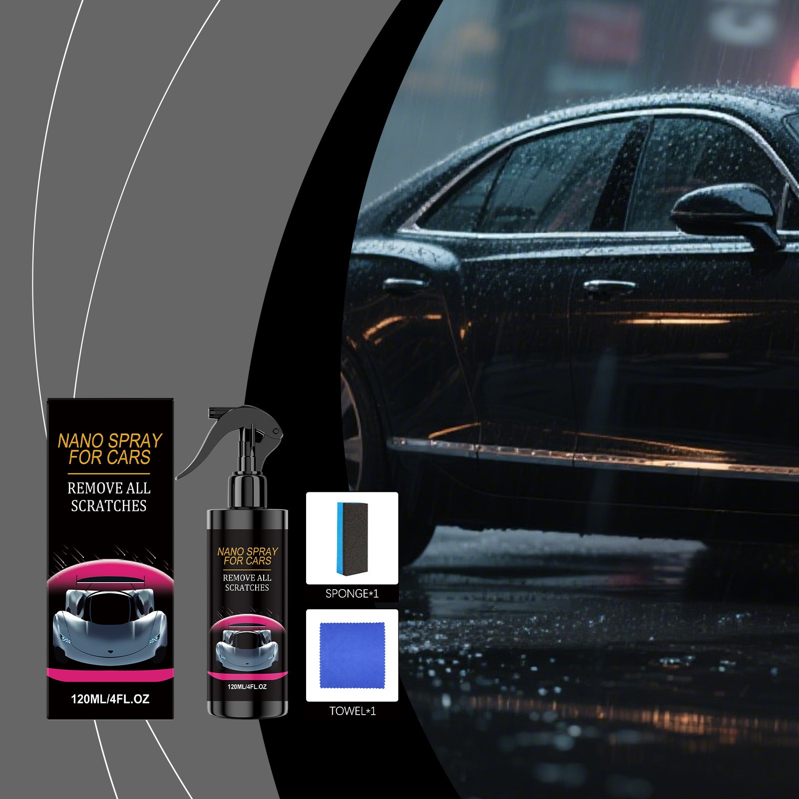 Car Nano Spray Car Paint Surface Daily Cleaning, Maintenance, Refurbishment, Polishing, and Gloss-Enhancing Care Spray