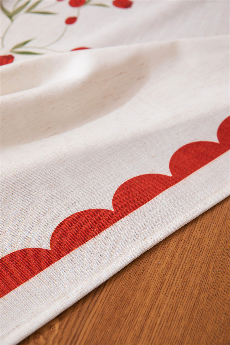 Tovaglia rettangolare per tavolino da caffè, tavolo da pranzo, decorazione per sala da matrimonio con stampa digitale rossa di tulipani e fragole._voghion.com