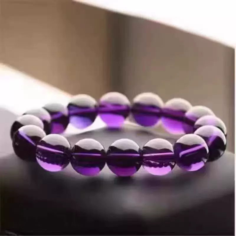 乌拉圭紫晶手链天然巴西紫水晶手串手薰衣草紫晶天然水晶圆珠批发