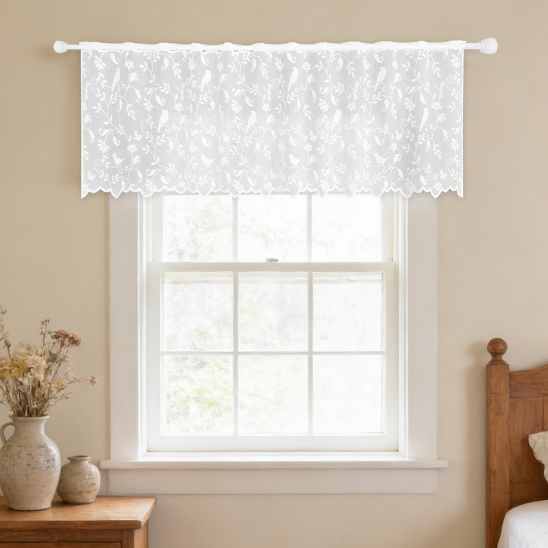 Japanese-Style Fresh Floral and Bird Jacquard Short Curtain, Coffee Curtain, Kitchen Door Curtain, Bedroom Bay Window Sheer Curtain, One-Piece Drop Shipping