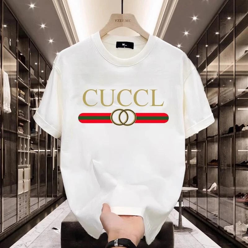 European-style fashionable, comfortable, light-luxury short-sleeve T-shirt for men, 2025 summer new model with letter print, popular slim-fit half-sleeve European-style fashionable, comfortable, light-luxury short-sleeve T-shirt for men, 2025 summer new model with letter print, popular slim-fit half-sleeve