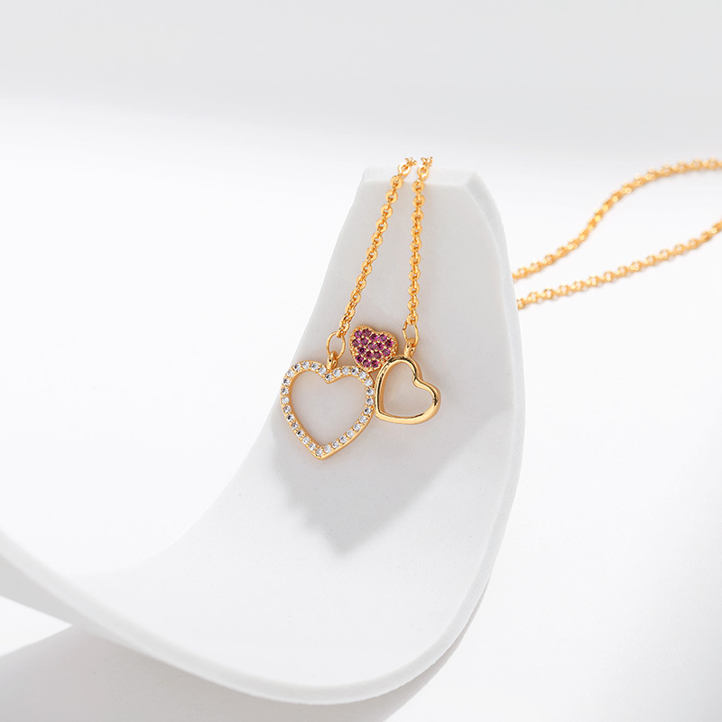 Heart Shape Pattern Women's Gender Simple Style Heart Shape Copper Zircon Pendant Necklace In Bulk