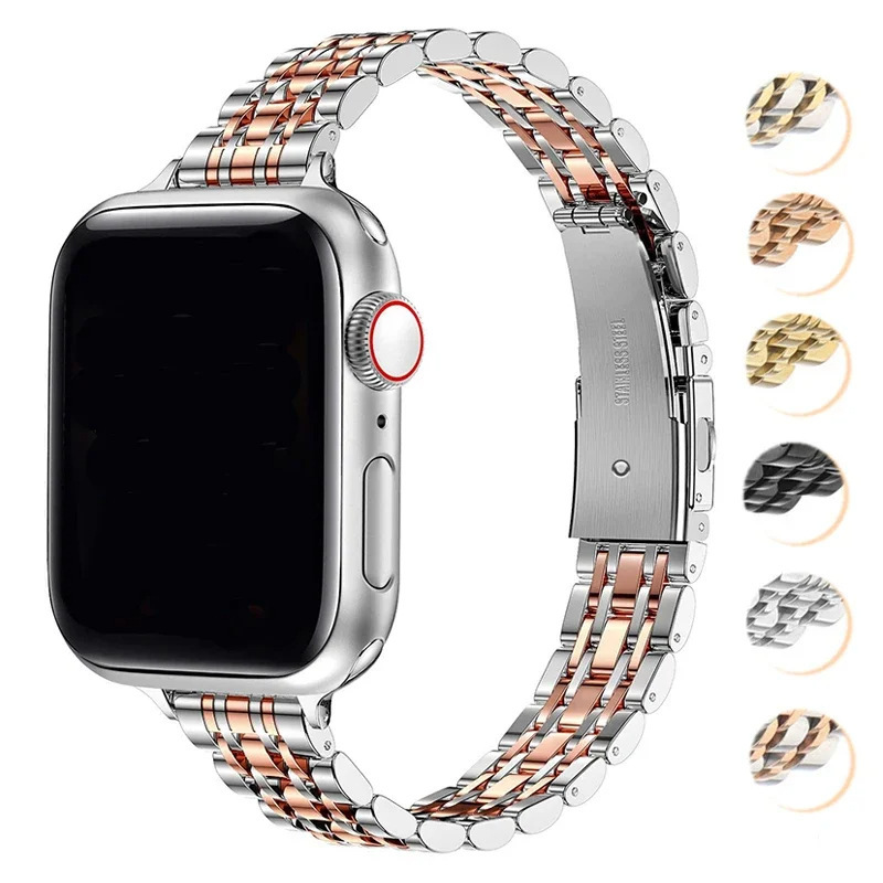 For Apple Apple Watch9 8 7 6 5 Ultra2 Seven Beads Stainless Steel Small Man Waist Ladies Strap