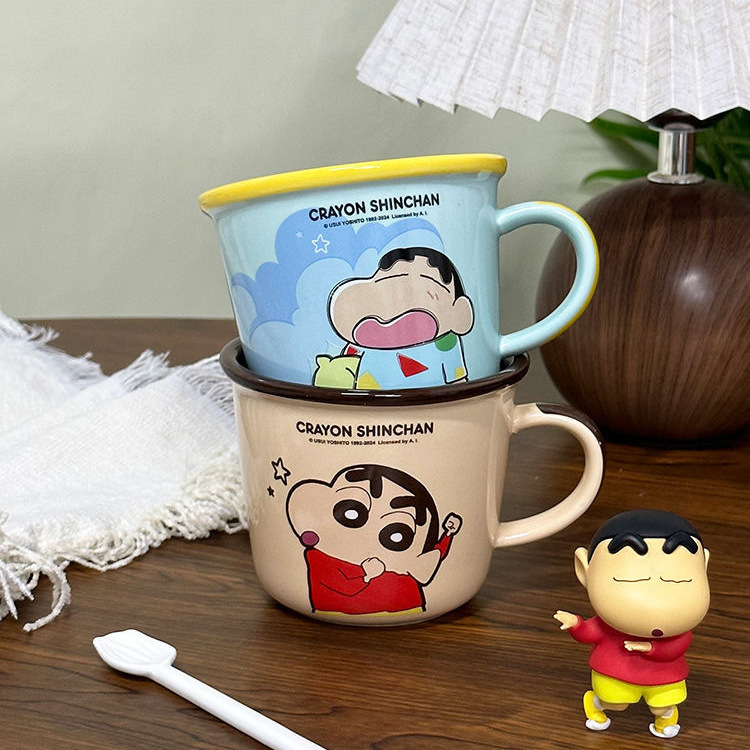 かわいい陶器製マグカップ、目盛り付き、クレヨンしんちゃん、子供用、カップル用、朝食カップ、誕生日プレゼント|undefined