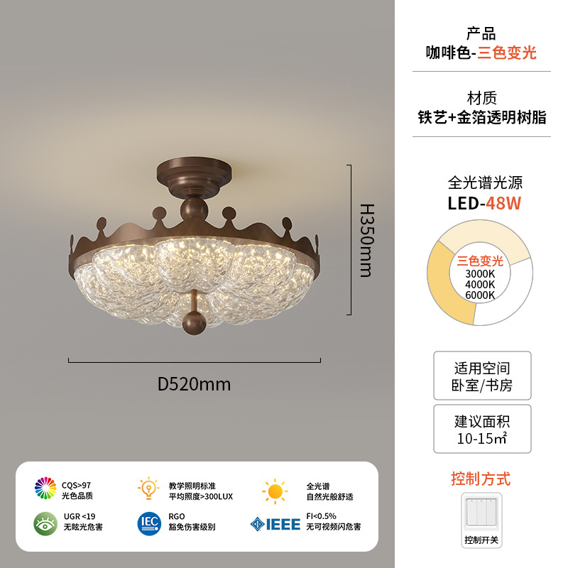 lámpara de dormitorio de oro de corona medieval lámpara de techo francesa retro lámpara de dormitorio principal lámpara de estudio vintage lámpara de princesa lámpara de habitación