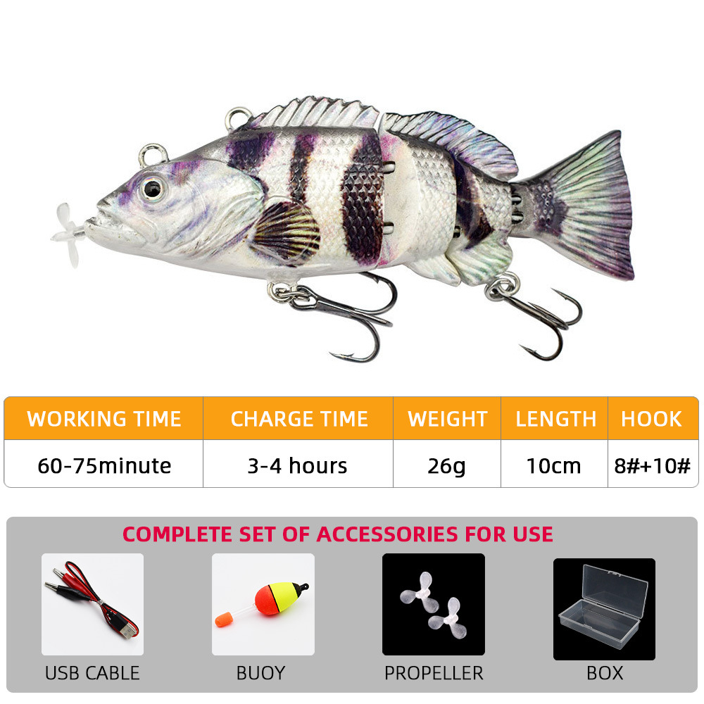 Eléctrico multi-Sección de pescado Luya cebo electrónico cebo recargable LED luminoso motor de la hélice de natación Luya cebo falso