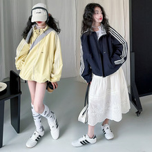女童外套2025春季新款儿童洋气夹克衫中大童韩版翻领上衣春装休闲