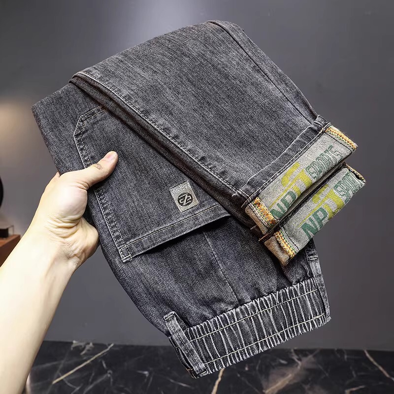 Straight-Leg Slim-Fit Versatile 2025 New Long Pants Autumn Thin Elastic Waist Jeans Men's Stretch Tapered